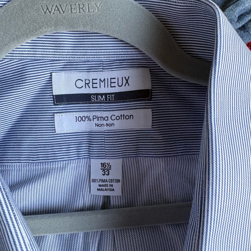 Daniel Cremieux Slim Fit Blue Pinstripe Dress Shirt